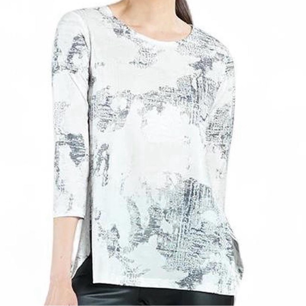 Clara Sun Woo Foil Knit-Parachute Hem Tunic-Abstract Marble
